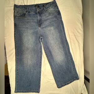 Curve Appeal High Rise Wide Leg Jeans Size 14 Light Wash